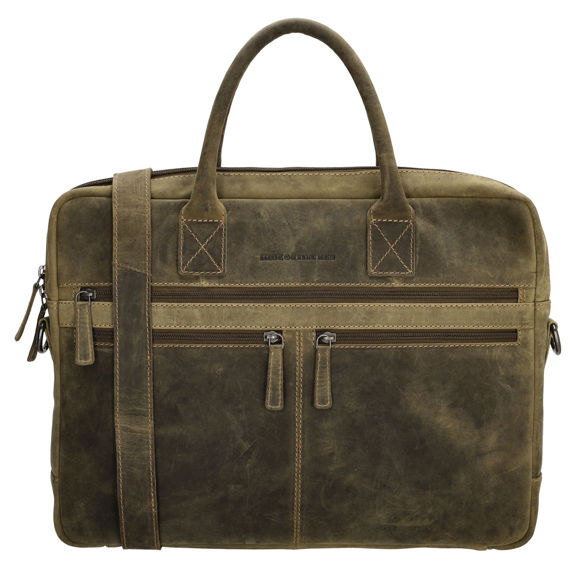 Hide & Stitches Idaho Laptoptas 15,6 inch Olijfgroen