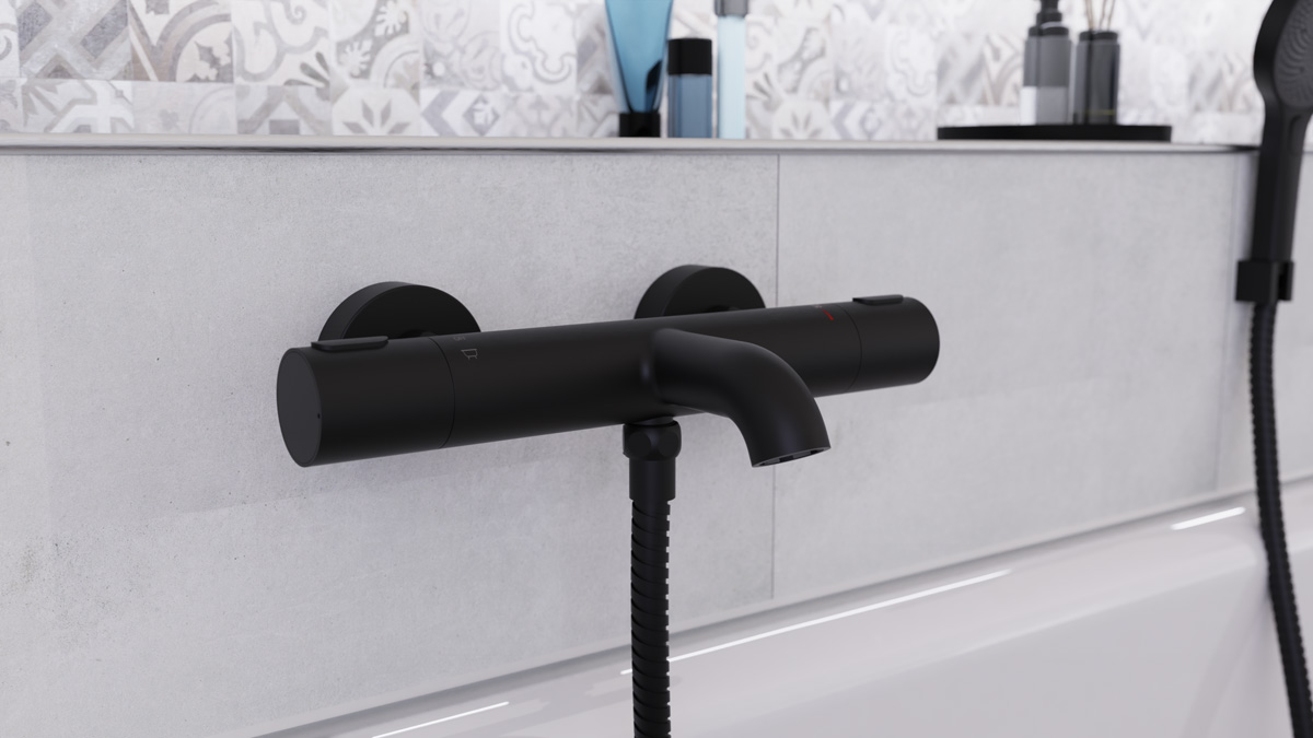 Schutte Los angeles thermostatische badkraan zwart mat