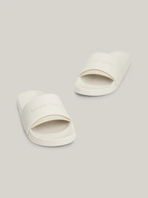 Chinelo de piscina com logotipo em relevo