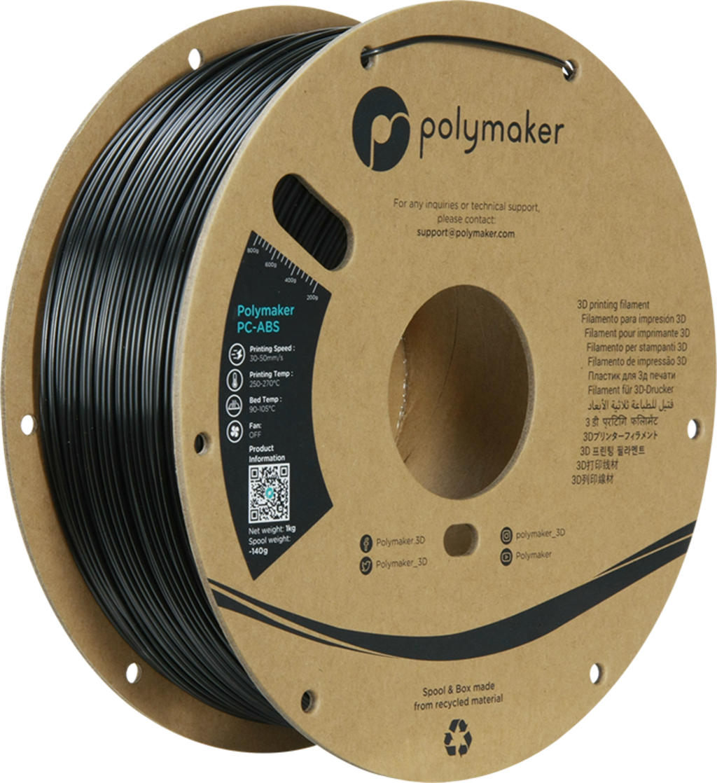 Polymaker  PC-ABS Black, 1,75 mm (1.000 g)    PC-ABS Filament mit hervorragender Zähigkeit und Wärmebeständigkeit in Schwarz