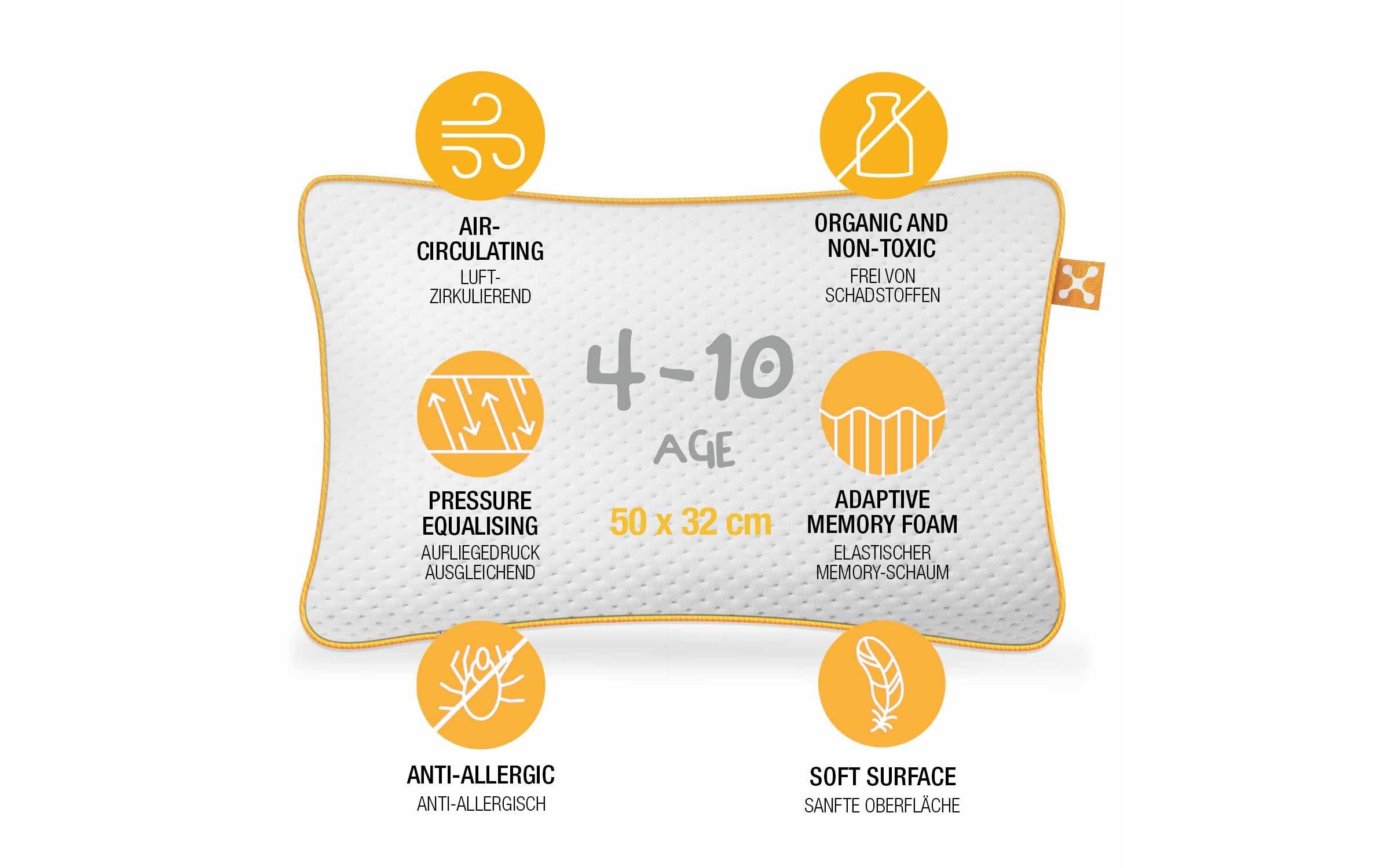 Kissen Kids Comfort 50 x 32 cmErgonomisches Schlafkissen