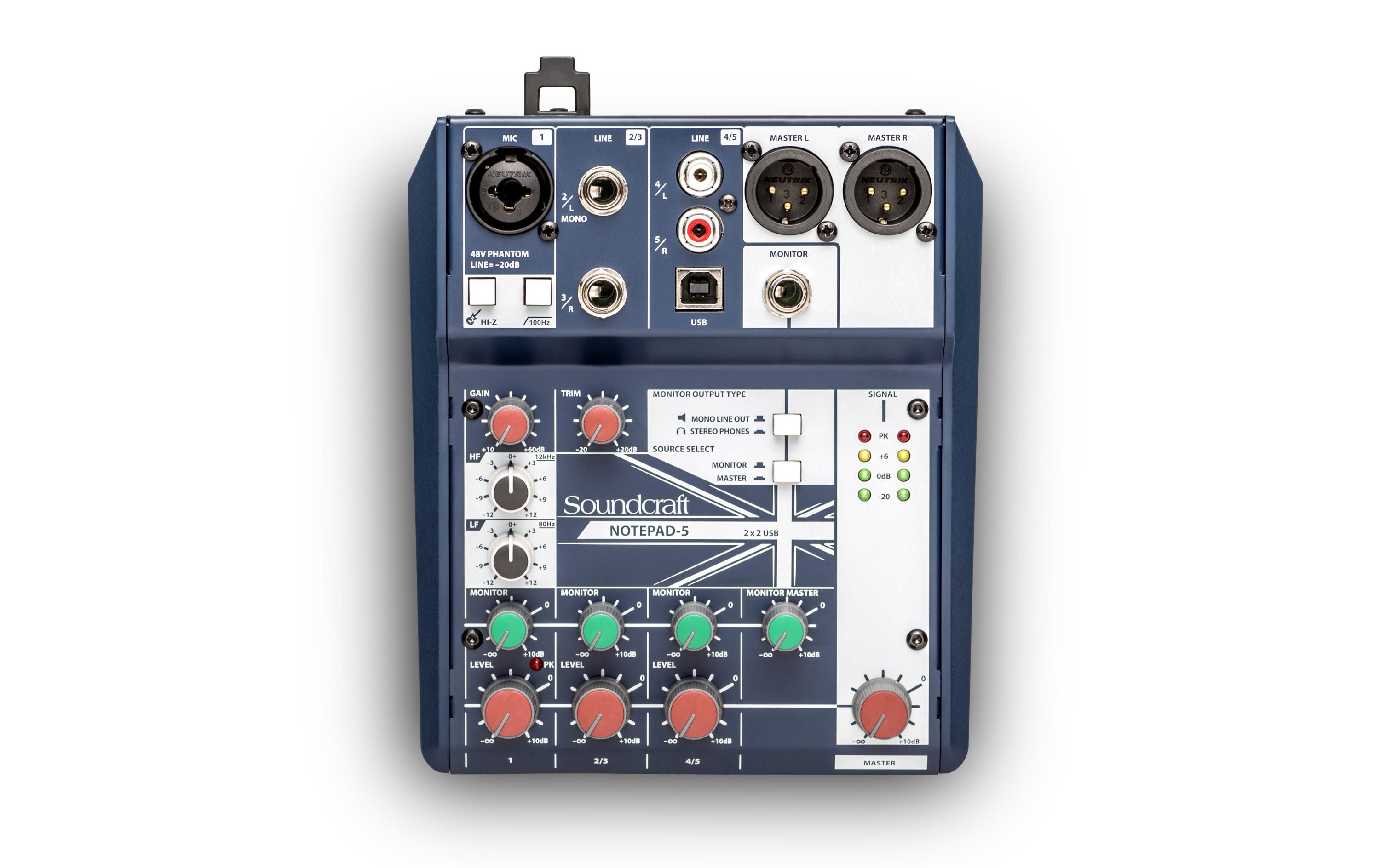 Mischpult Notepad-5<br>Kompakter Analog Mixer mit USB Interface