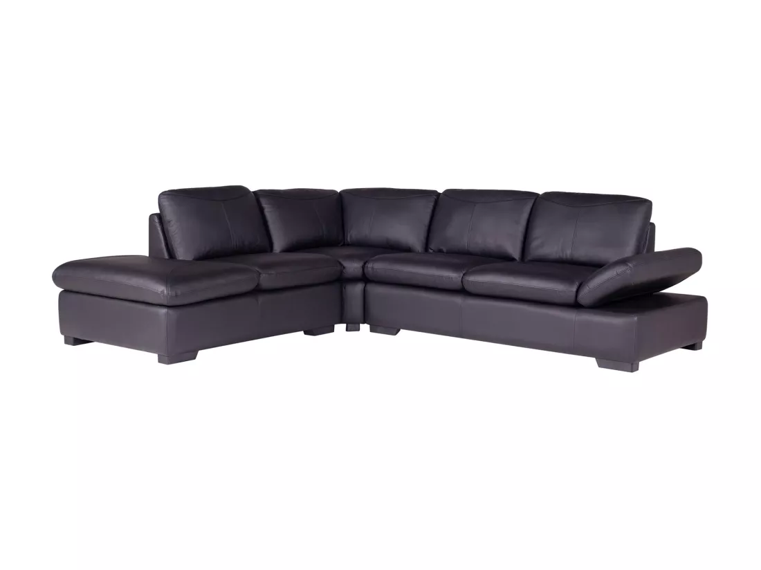 Canapé d'angle en cuir ONYX II - Noir - Angle gauche