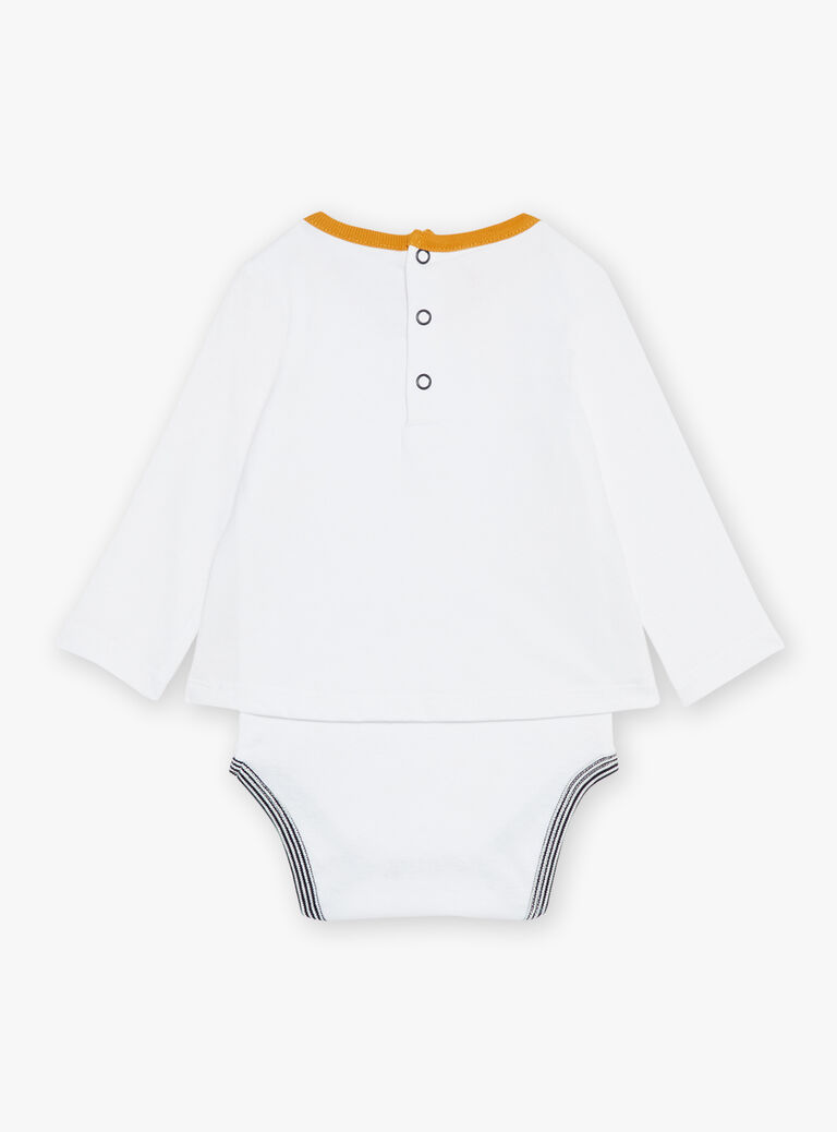Body T-shirt écru à motifs animaux et bus