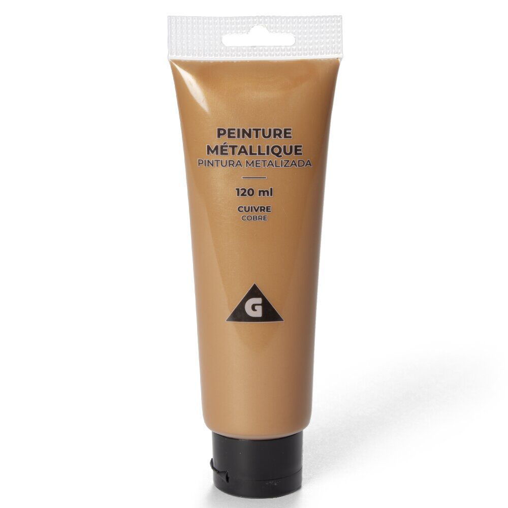 Tube de peinture acrylique orange cuivré metallisé 120ml
