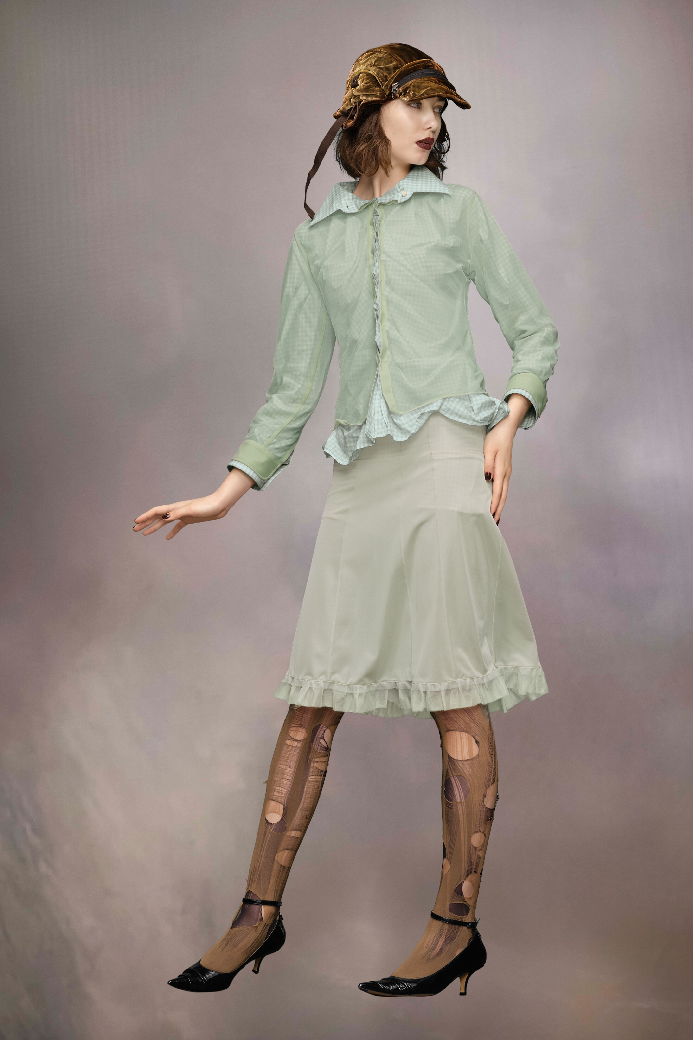 Chemise à superposition Vert pâle et vert clair