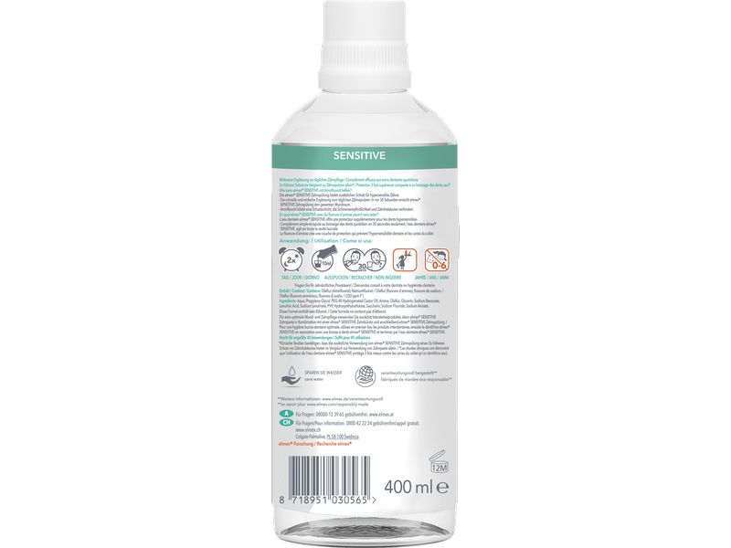 elmex Mundspülung Sensitive 400 ml Mundwasser zum Schutz vor empfindlichen Zähnen und zur Verhinderung von Karies