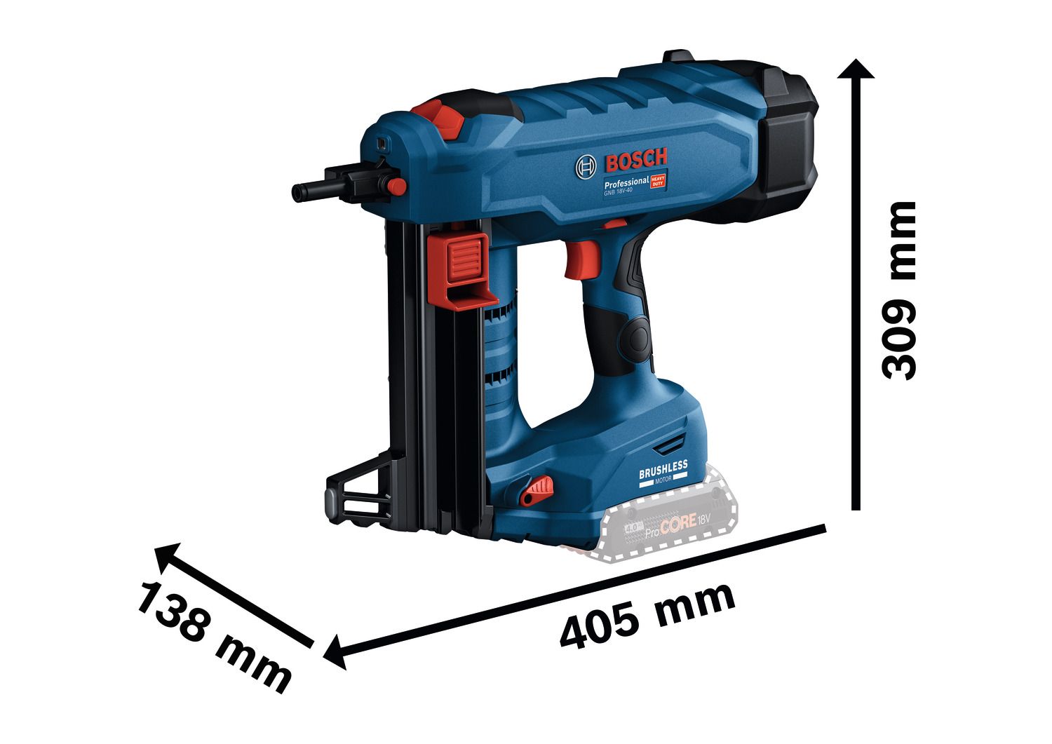 Bosch Professional GNB 18V-40 Accu betontacker 18V Basic Body in XL-Boxx - 06019L7004
