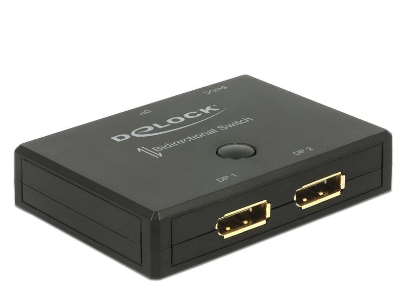 Delock Switchbox Displayport 2in/1Out, 2Out/1In, 4K/60Hz Bidirektionaler DisplayPort-Umschalter