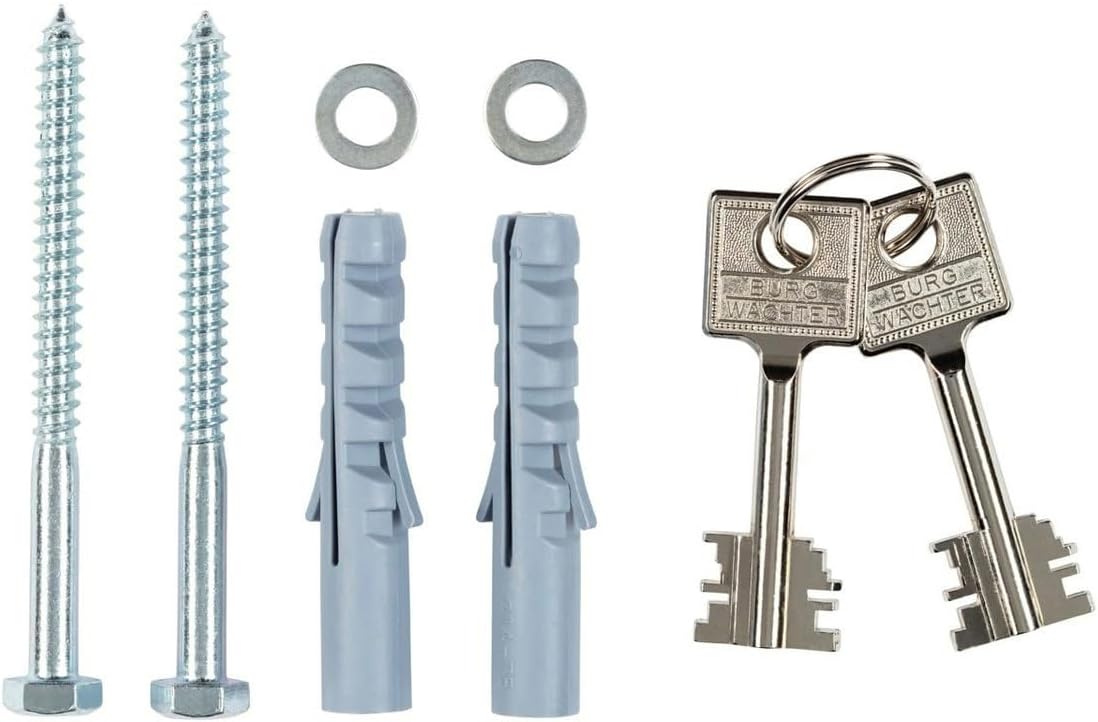 Burg Wächter Möbeltresor mit Schlüssel, Home-Safe, Sicherheitsstufe B, Feuerschutz DIN 4102, VdS-geprüft, ECB-S zertifiziert, 20,6 l, 30 kg, H 210 S, Schwarz, 20,6 Liter