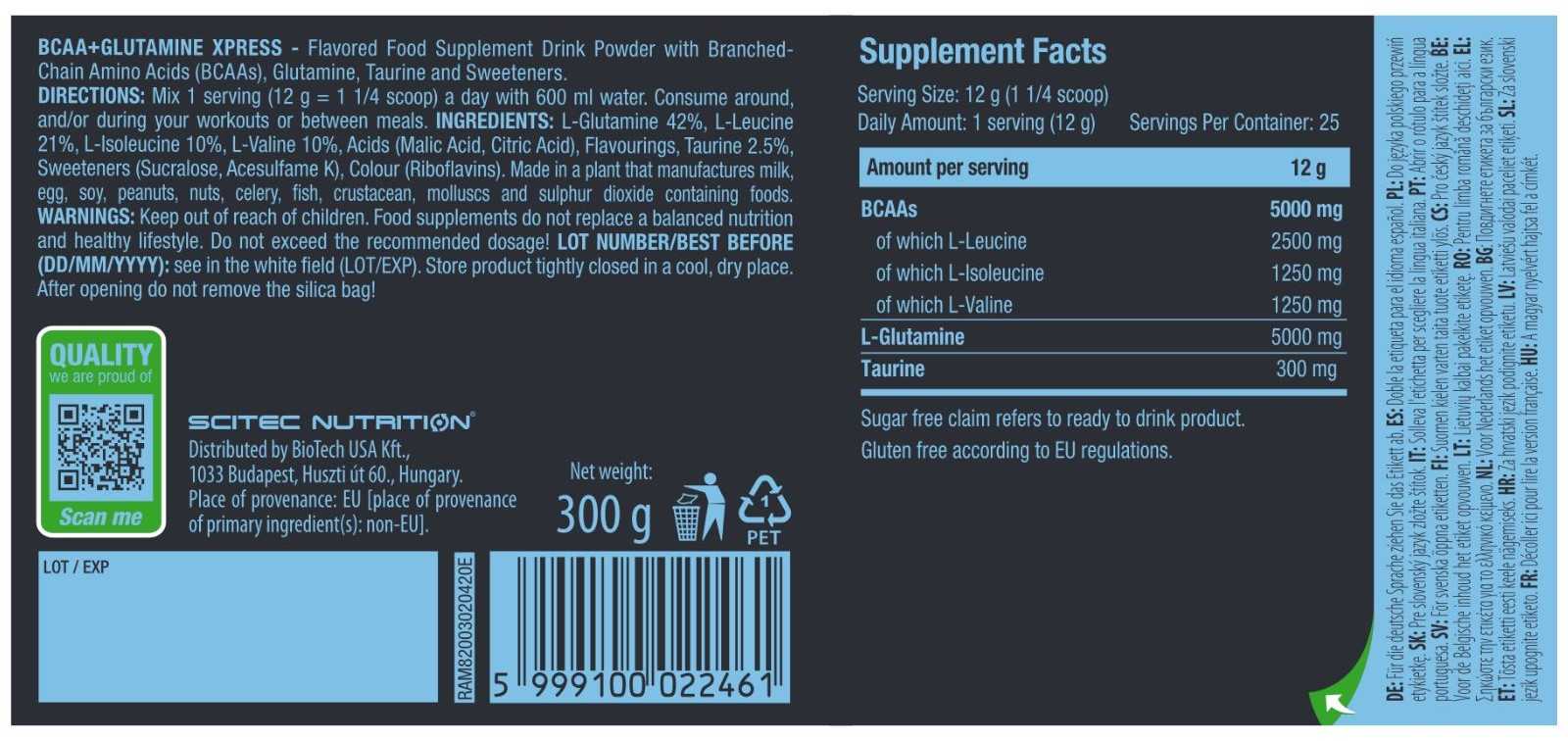 Scitec Nutrition BCAA+Glutamina Xpress 300g