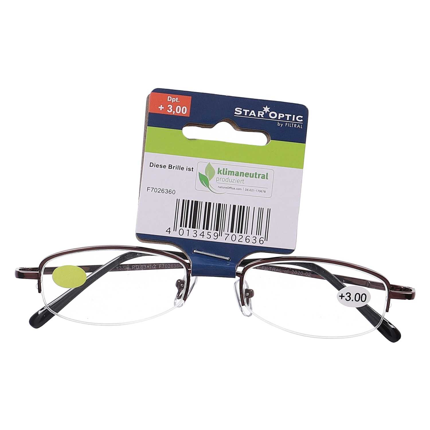 Star Optic Lesehilfe MD3 aus Metall +3,0 Dioptrien rot
