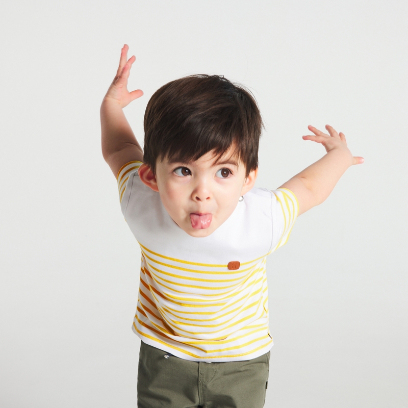 T-shirt marinière jaune bébé garçon