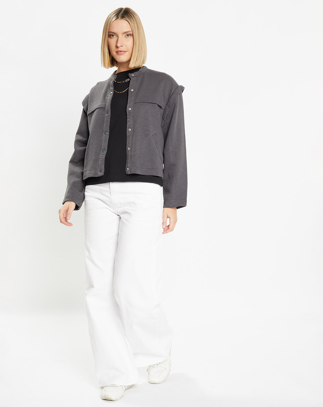 Galeries Lafayette Veste courte en Coton Léonor gris foncé