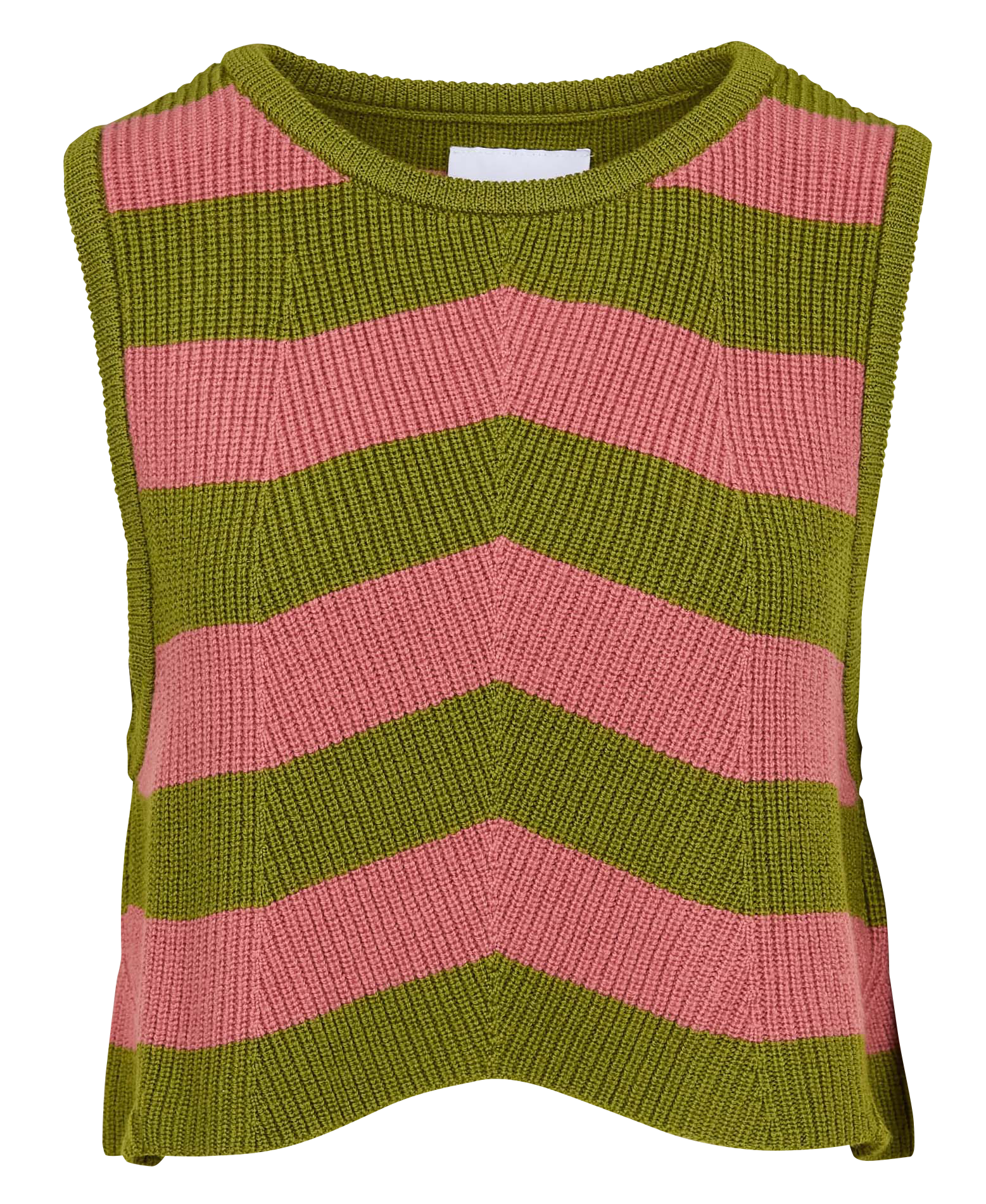 ANNIE - Pull sans manches rayé en laine| Vert