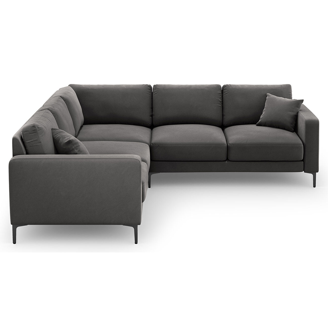 Mazzini Sofas Canapé d'angle Symétrique En Velours Venus 5 Places gris - 250x238x90 cm