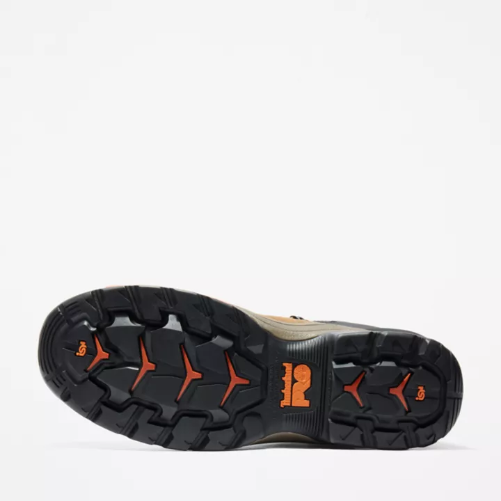 Bota de trabalho Timberland PRO Hypercharge de 6 polegadas com biqueira de segurança composta para homens, na cor marrom.