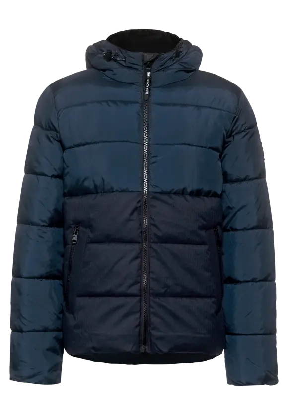Pufferjacke im Materialmix - midnight blue