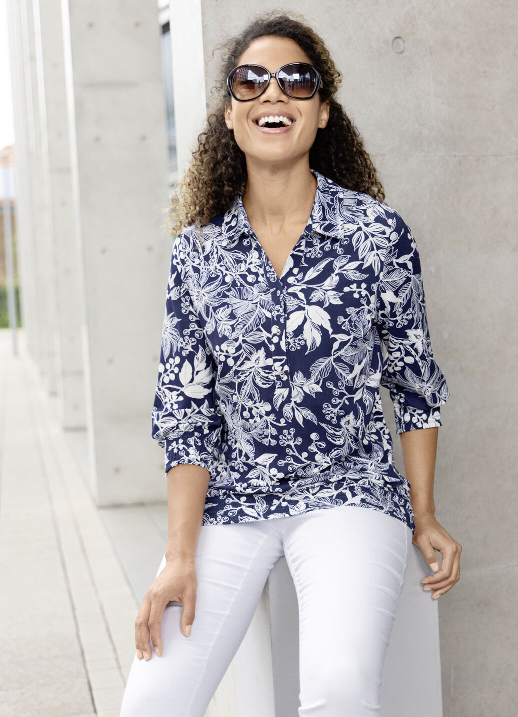Shirt-Tunika mit Floral-Druck