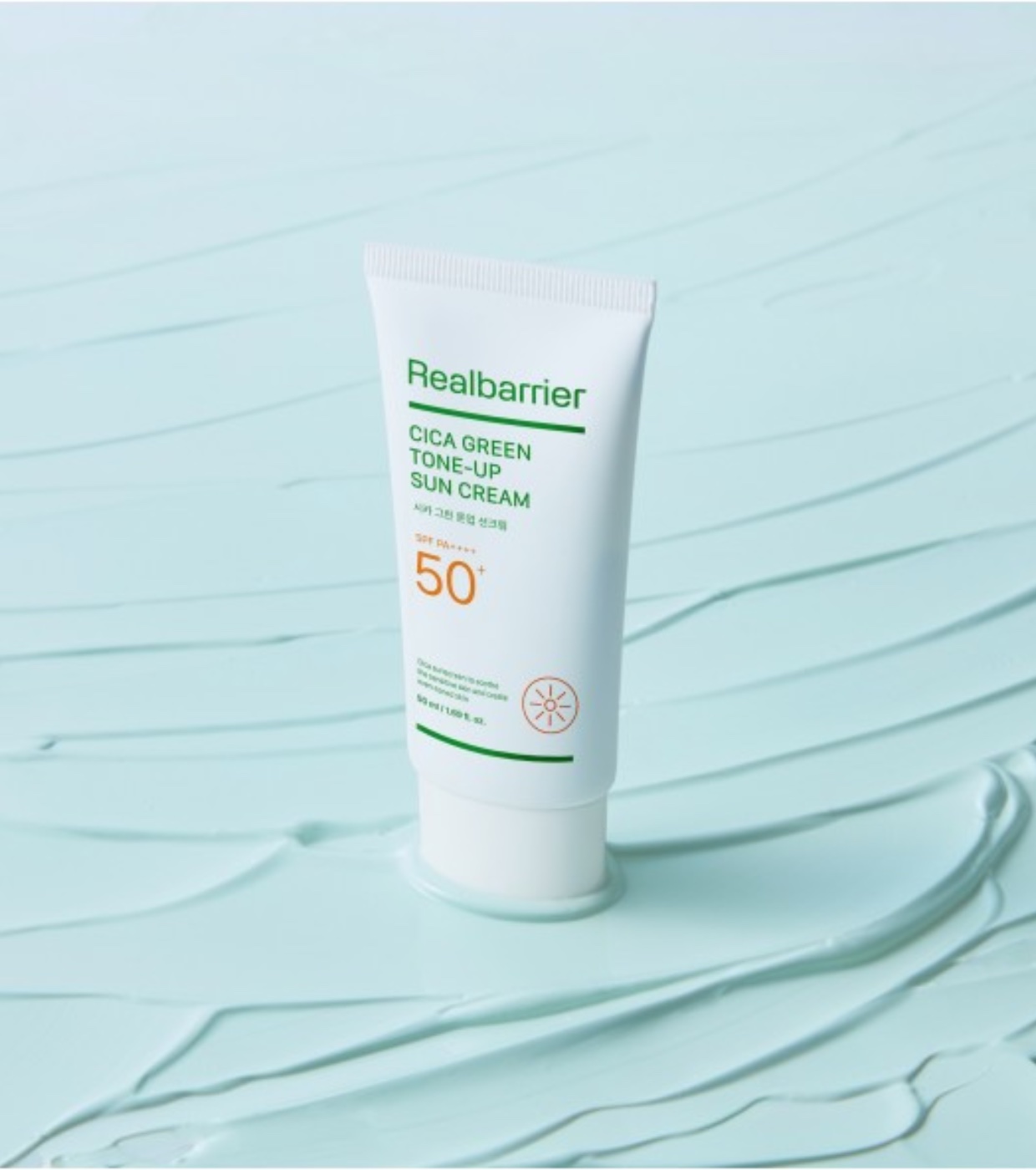 Real Barrier - Protetor solar com Centella Asiatica CICA Green Tone-Up SPF 50 PA++++ - Pele sensível e avermelhada