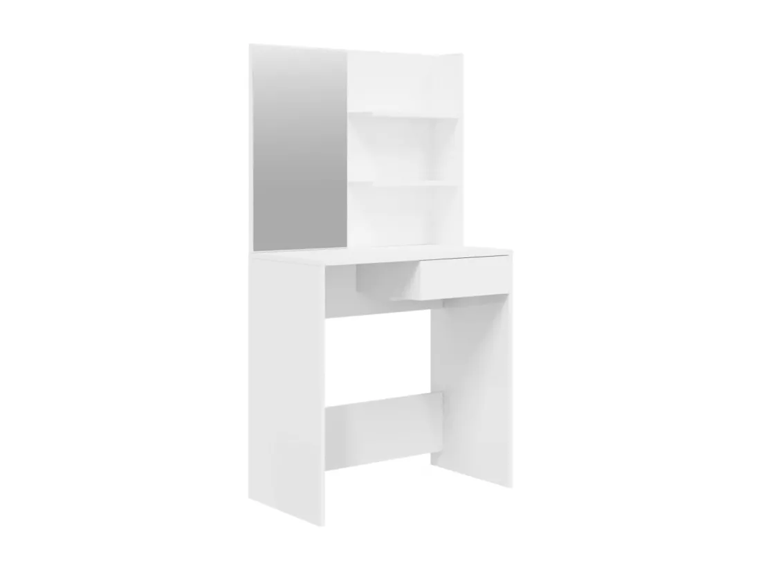 Coiffeuse avec miroir Blanc brillant 74,5x40x141 cm