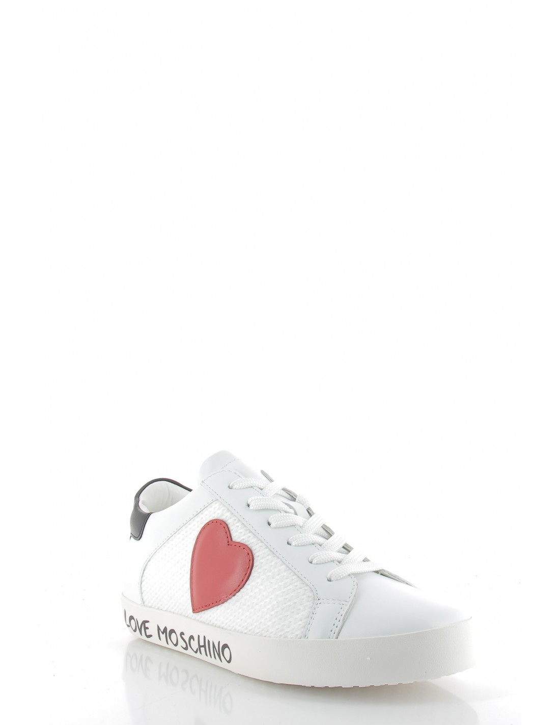 moschino love baskets de ville femme sneakers casse cuir blanc