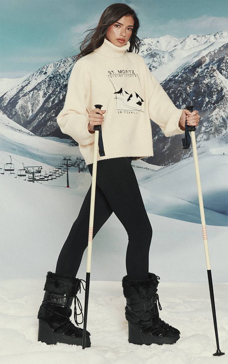 Crème Synthétiquell Col Roulé En Maille Moritz À Slogan