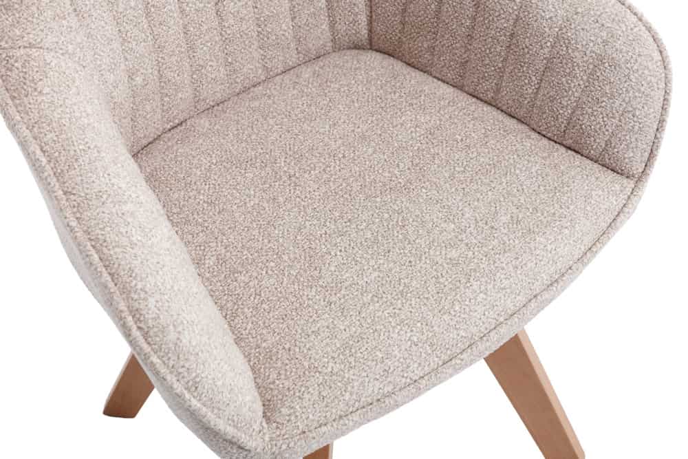 Design Stuhl LIVORNO beige Strukturstoff Massivholzbeine drehbar Auto-Return-Funktion