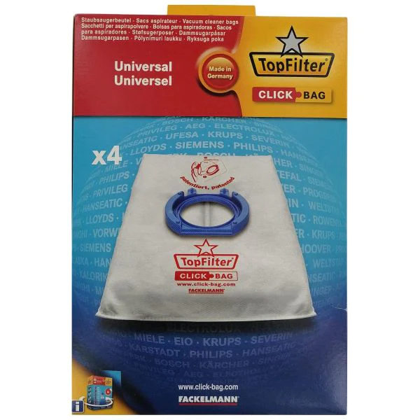 Boite de 4 sacs aspirateurs universels Top Filter pour Adaptateur Clic