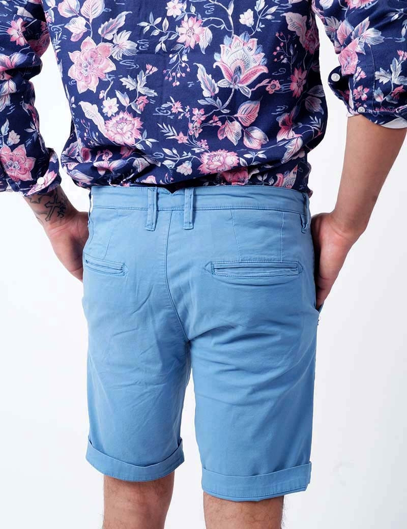 RECYCLED ART WORLD SHORT CHINO STRETCH LIGHT BLUE