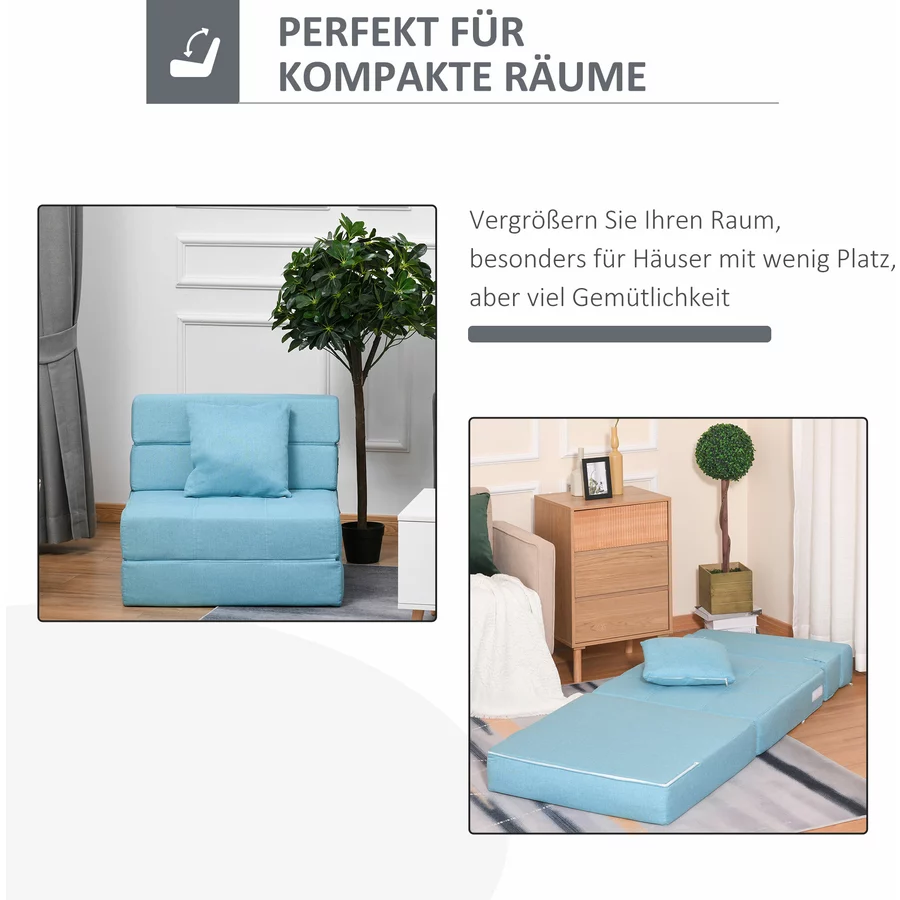 HOMCOM Schlafsessel mit waschbarem Kissen blau