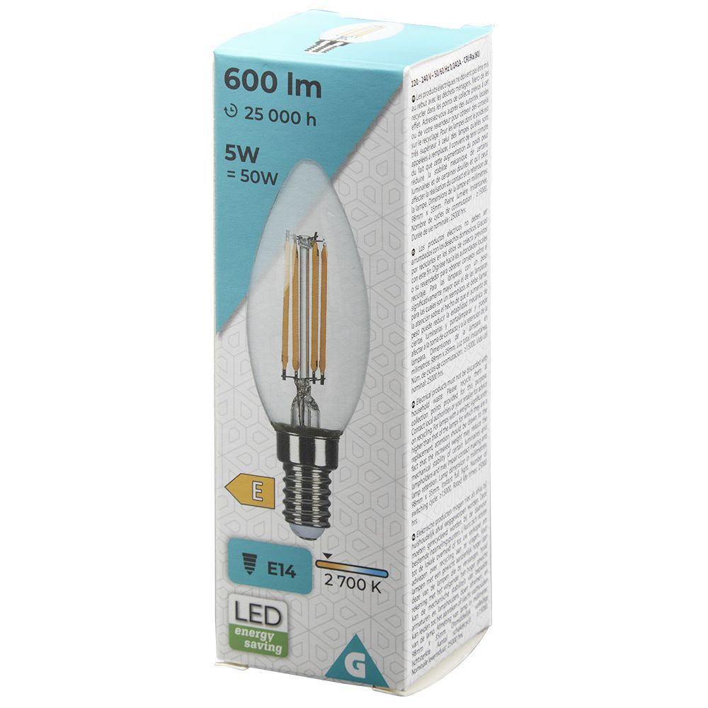 Ampoule LED à filament C35 E14 blanc