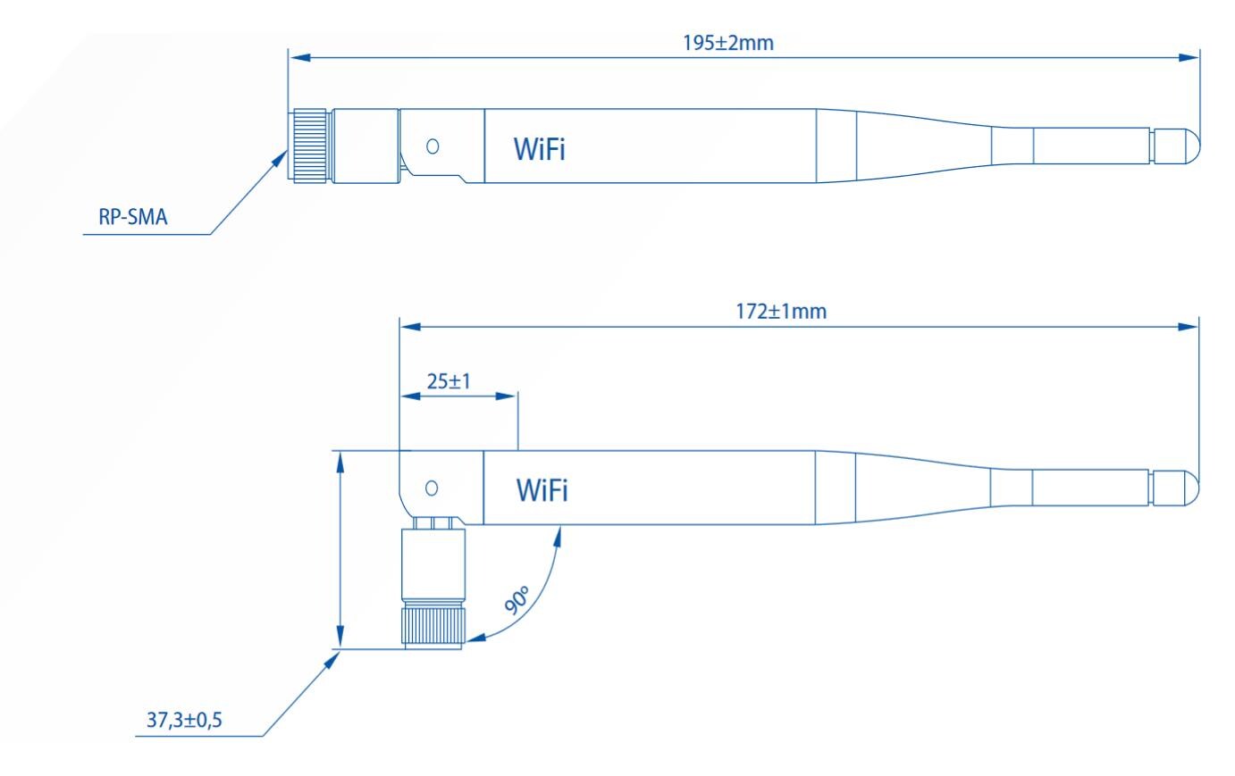 WLAN-Antenne PR1URF51 RP-SMA 5 dBi RundstrahlTeltonika WLAN-Antenne mit Kippgelenk