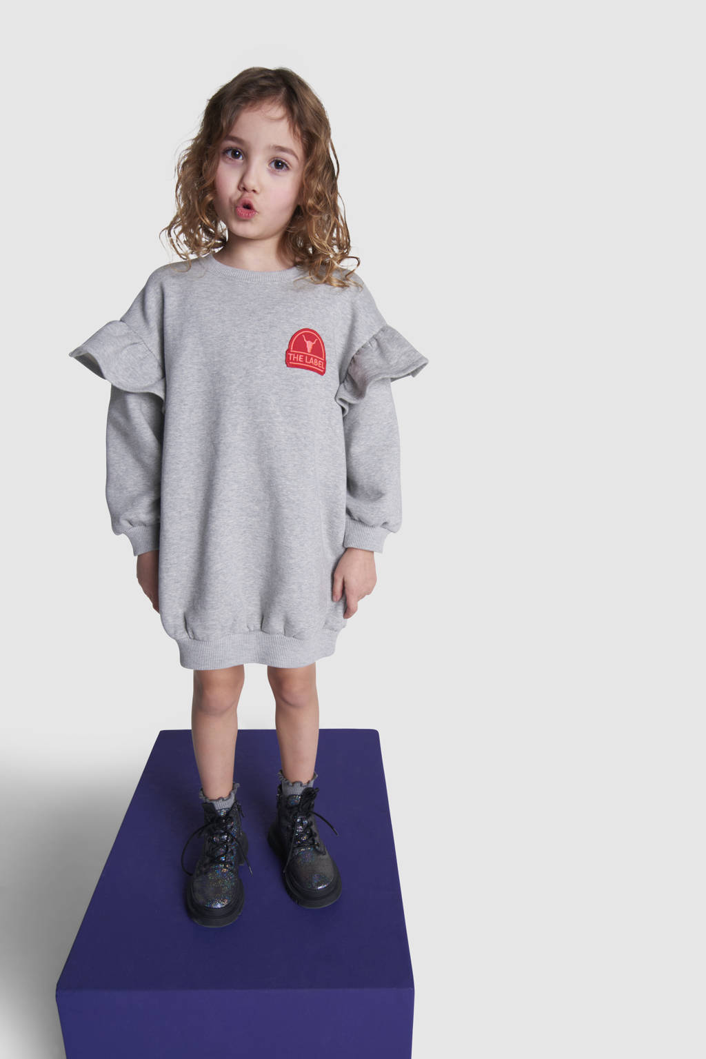 Alix the Label gemêleerde sweatjurk grijs melange