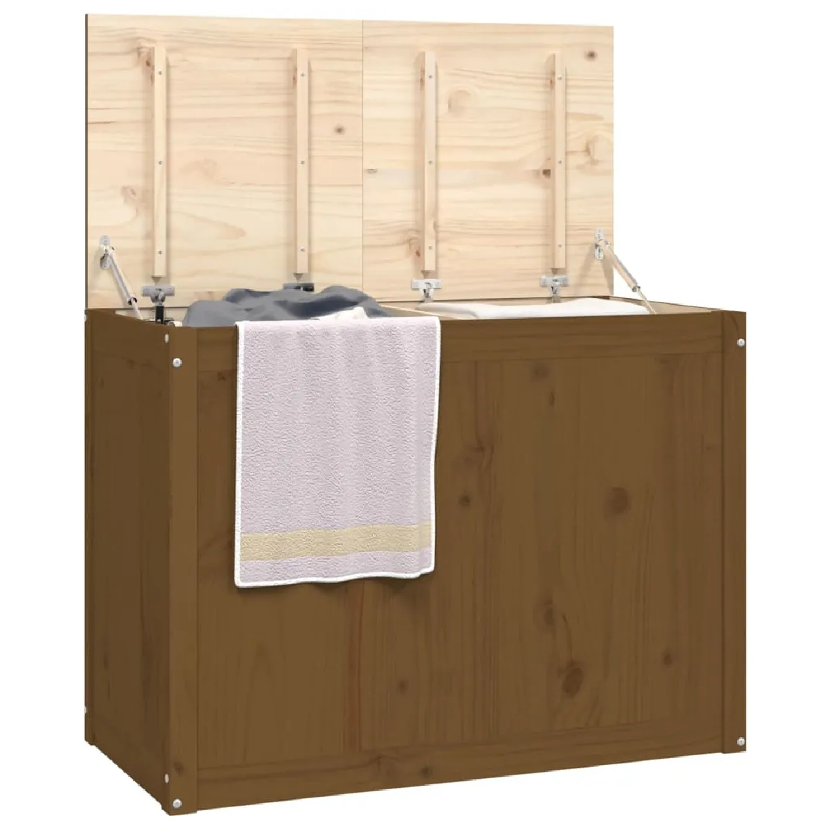 vidaXL Boîte à linge Marron Miel Bois