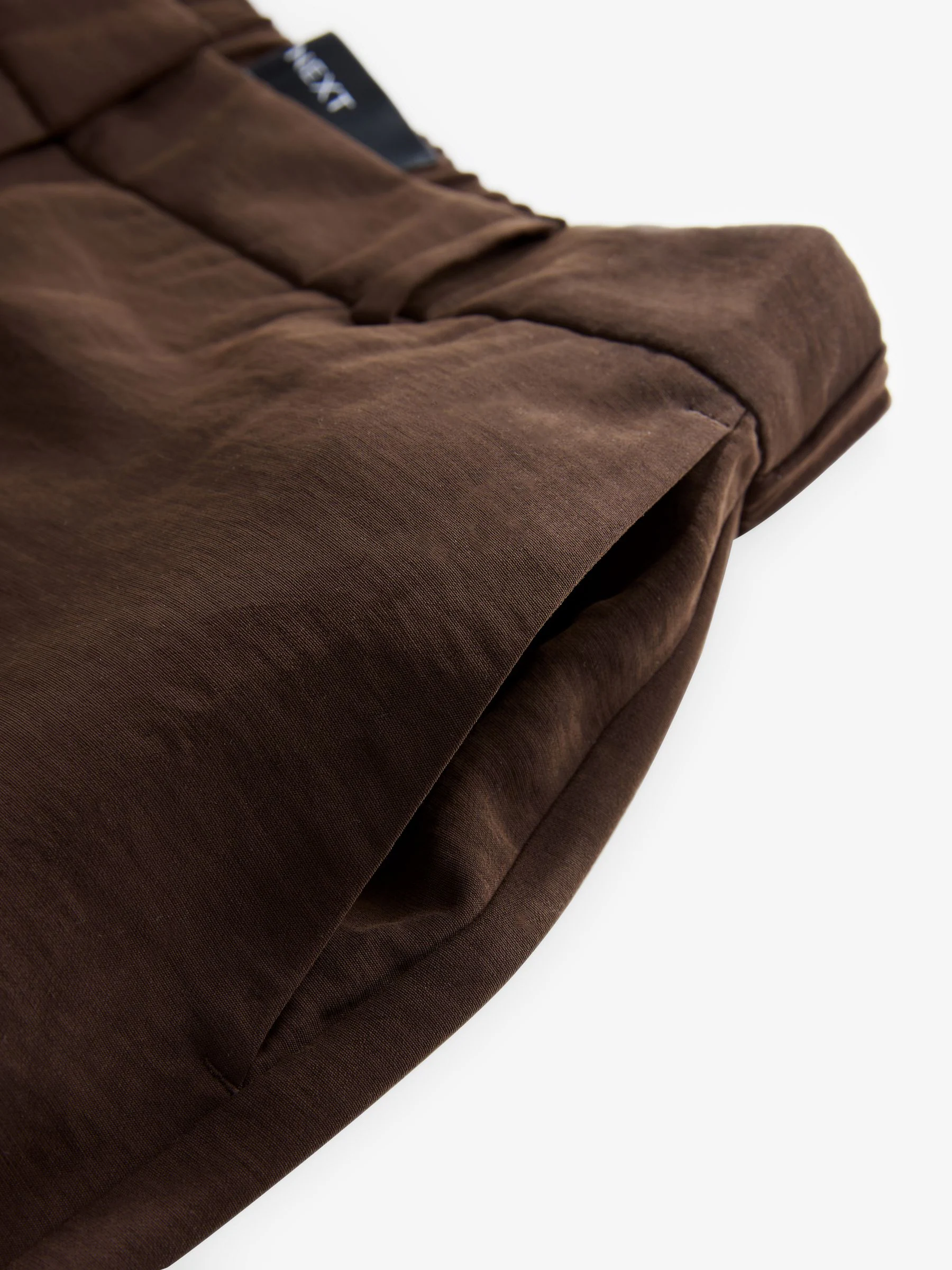 Bruin - Broek met elastische achterkant en rechte pijpen van modal