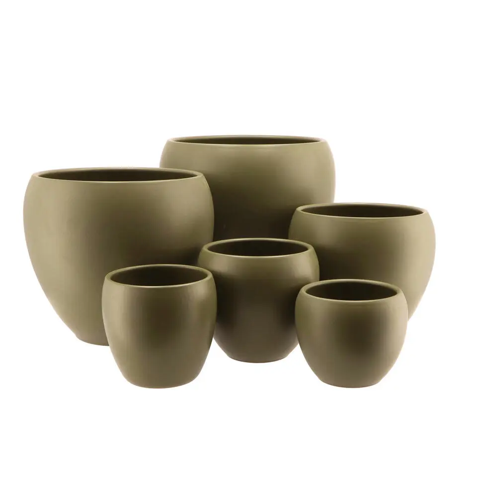 DK Design plantenpot Vinci - olijfgroen mat - D24 x H27 cm