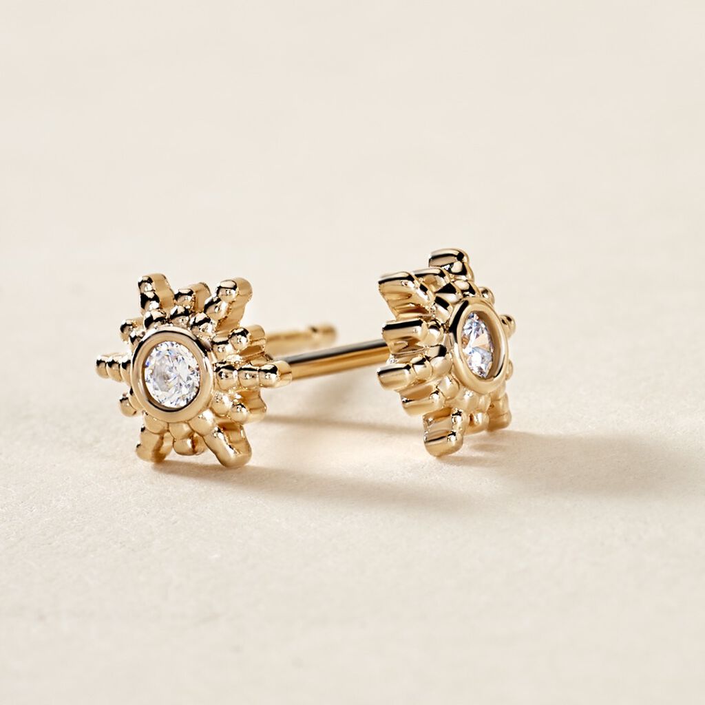 Boucles D'oreilles Puces Eirian Plaqué Or Jaune Oxyde De Zirconium