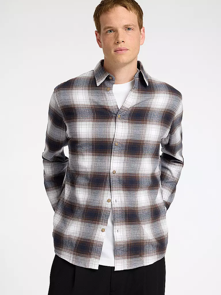SELECTED Flanellhemd Slim Fit SLHSLIMOWEN weiss