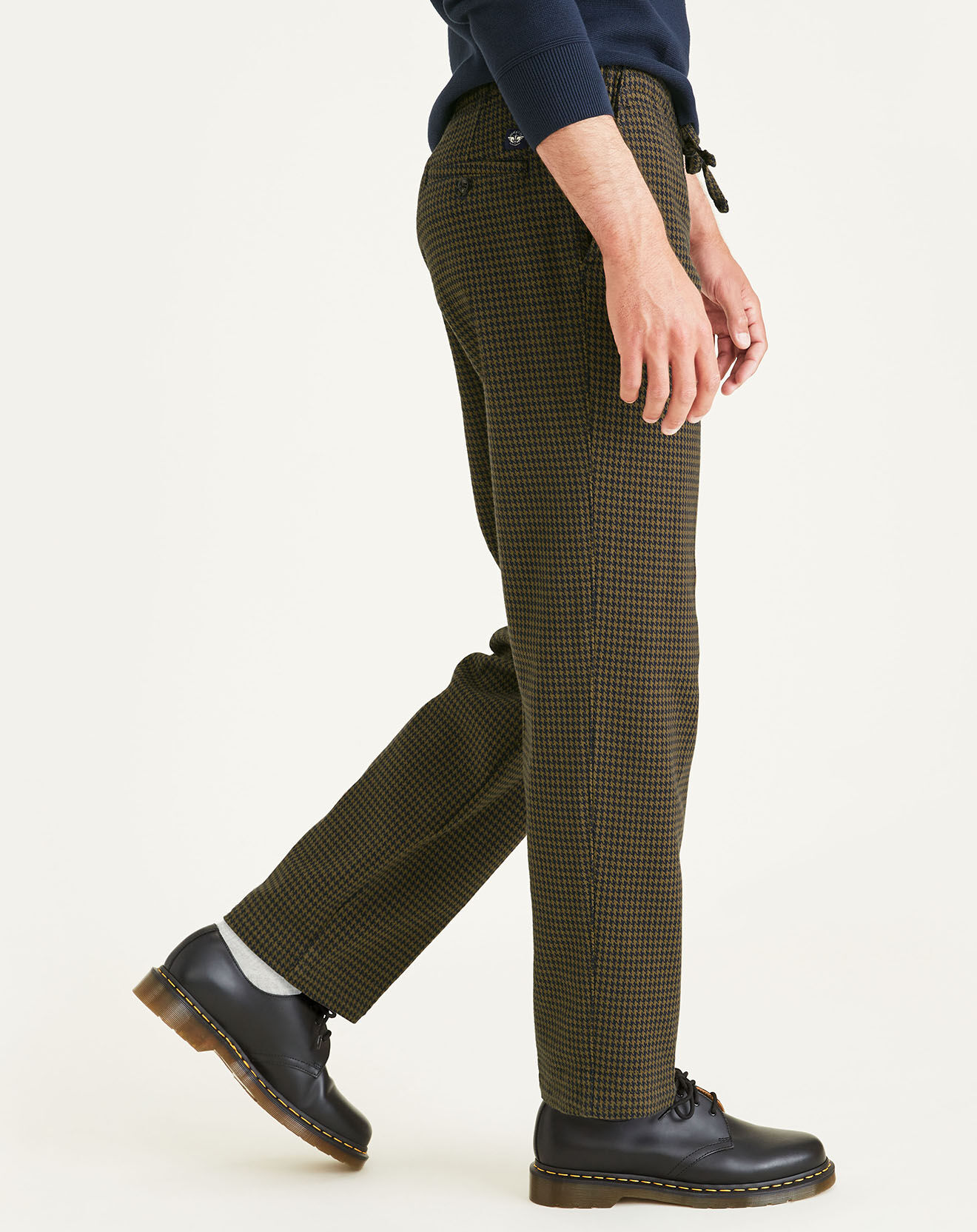 Dockers Pantalon en Coton Bio Pull On imprimé pied-de-poule marron/bleu