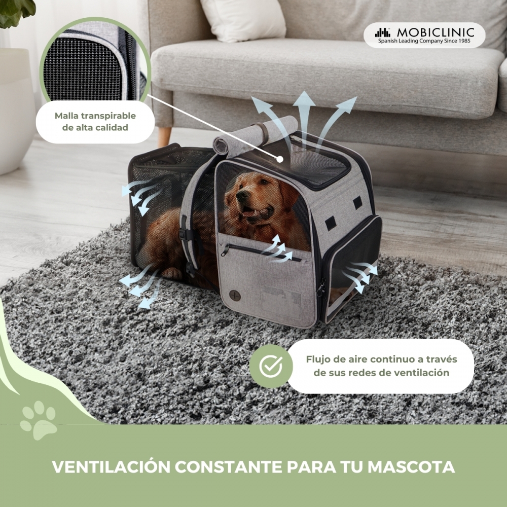 Bolsa de transporte expansível para animais de estimação Mobiclinic, mochila dobrável, bolsa de transporte ventilada para animais de estimação