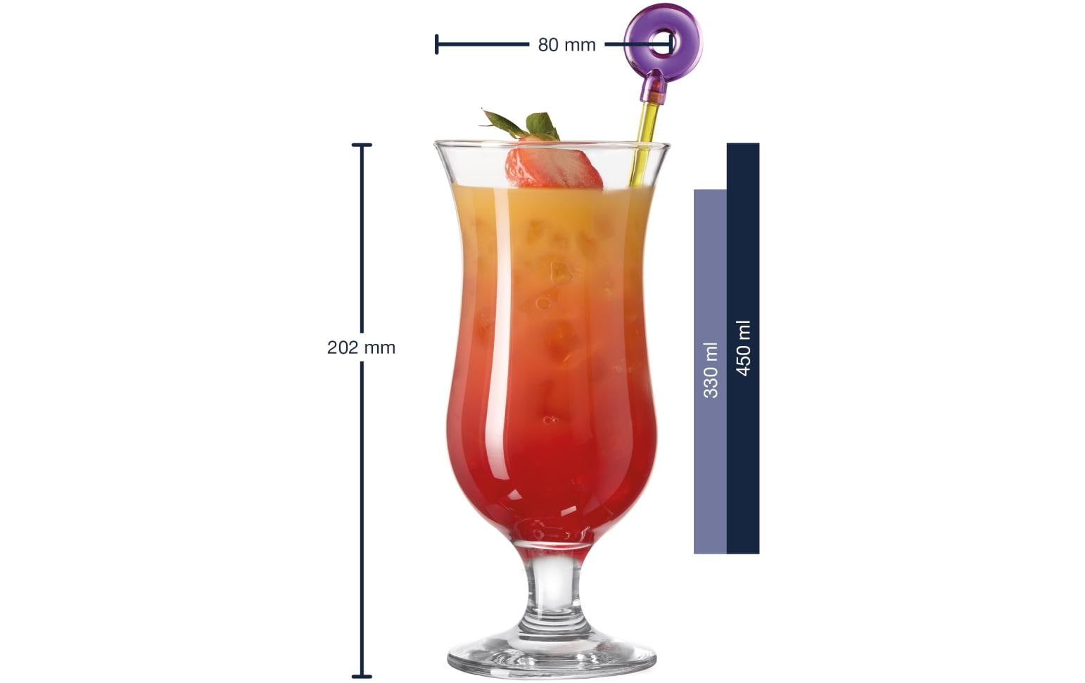 Cocktailglas Hurricane 450 ml, 2 Stück, TransparentGläser im 2er Set mit Cocktailpickern