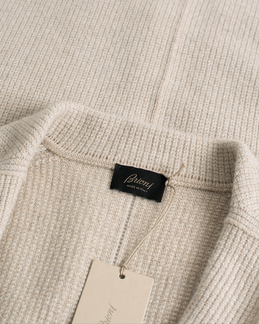 Brioni Cashmere Jacquard Cardigan Beige