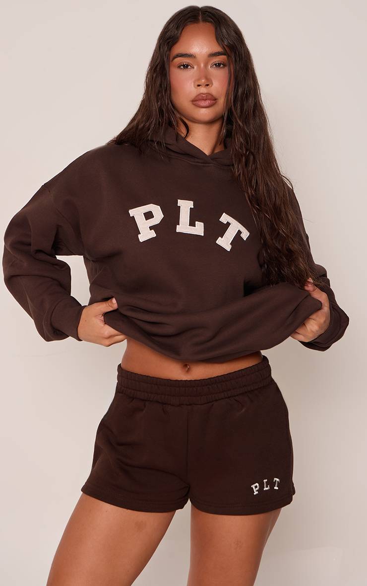 Chocolat Short Molleton À Logo PLT