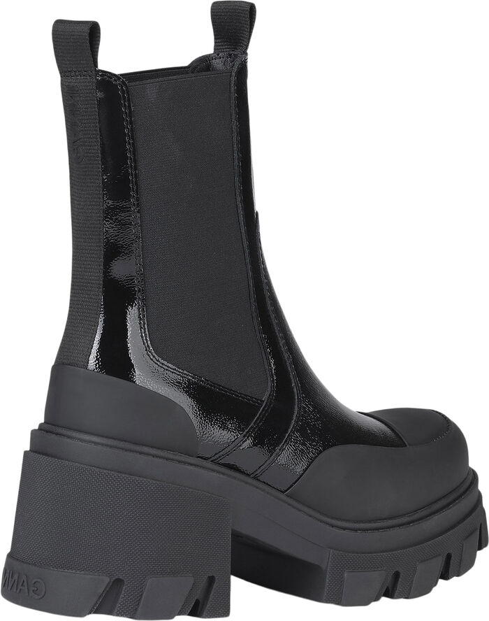 Ganni Cleated Heeled Mid Chelsea Boot Nap Black