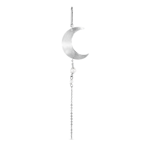 Jane Kønig Half Moon Pearl Ørering, Silver-Left