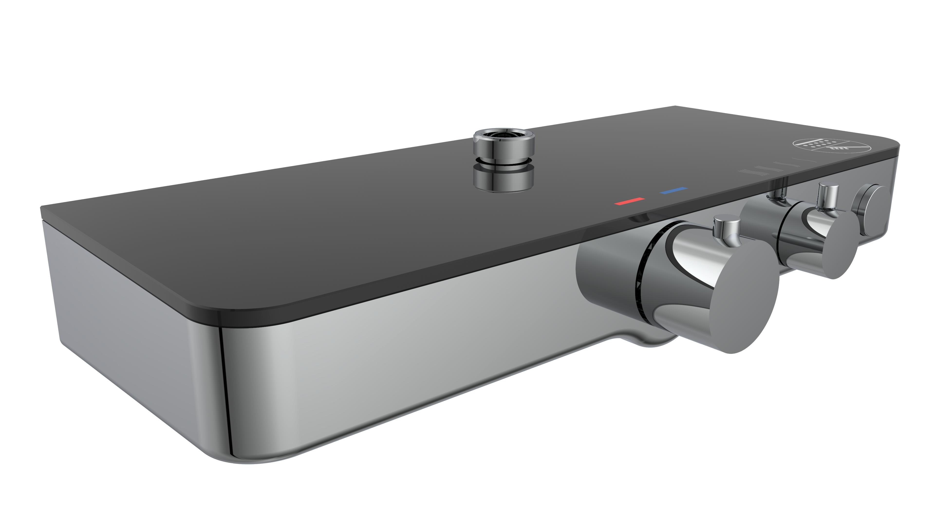 Schutte Ocean complete regendouche inclusief thermostaatkraan en planchet chroom/antraciet