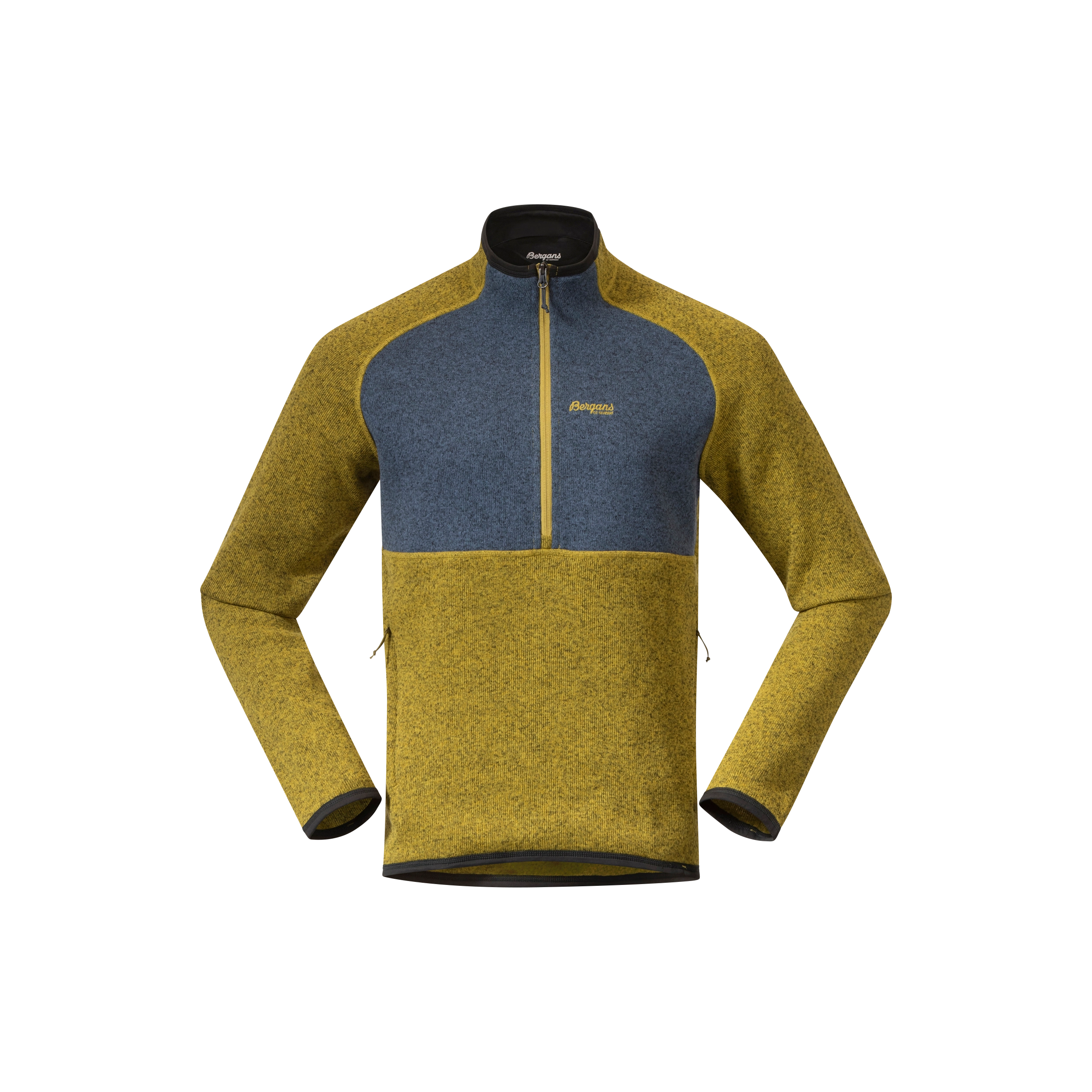 Kamphaug Knitted Half Zip Light Olive Green / Orion Blue