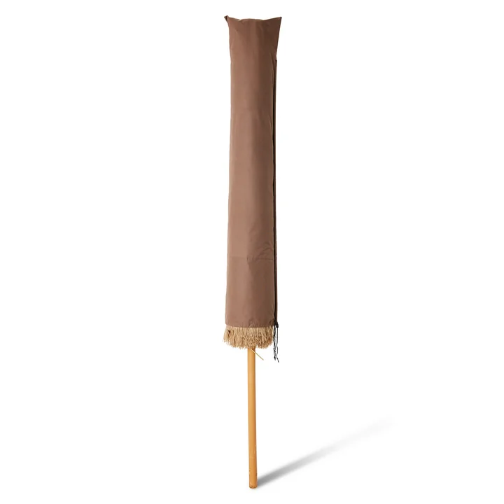 HKliving - Raffia Terrassenschirm, Ø 300 cm, braun