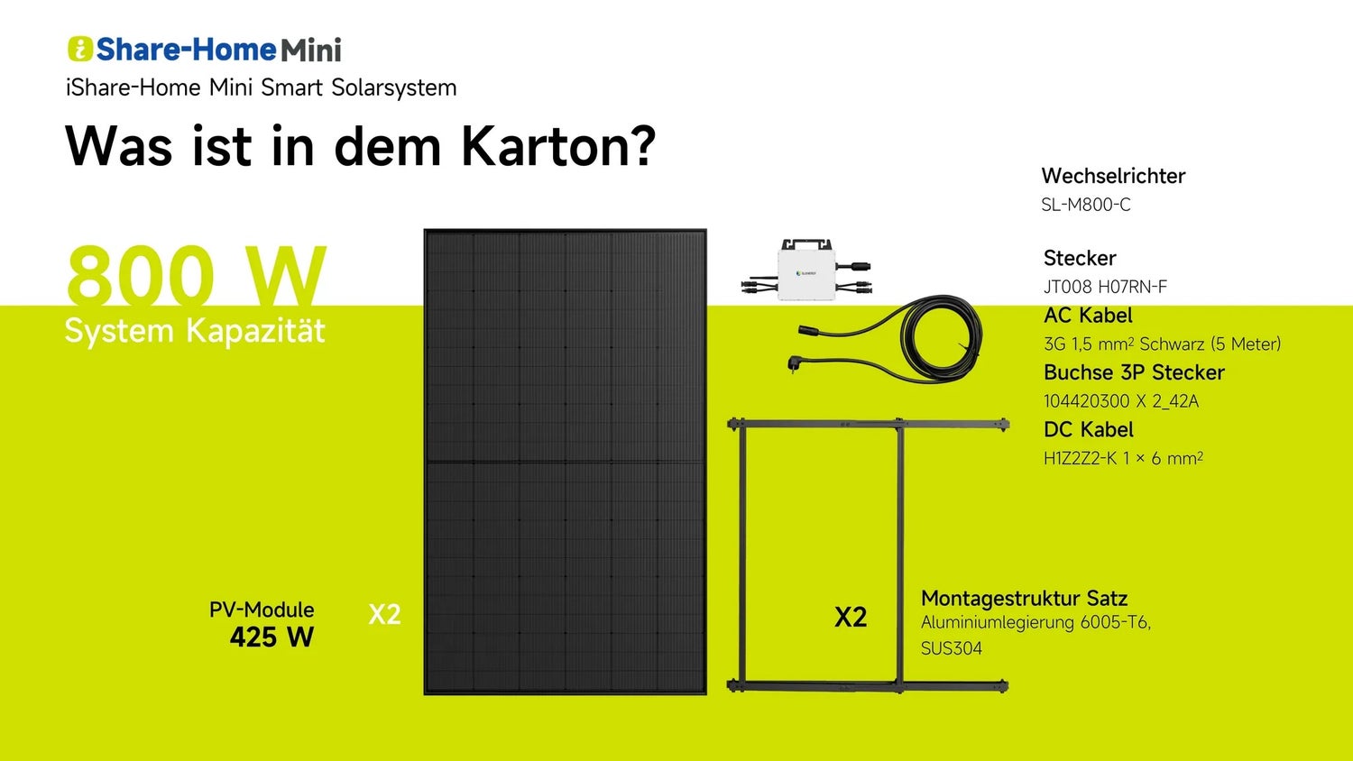 Slenergy 800 Watt balkonstroominstallatie inclusief standaard/beugel/verlengkabel/micro-omvormer met wifi